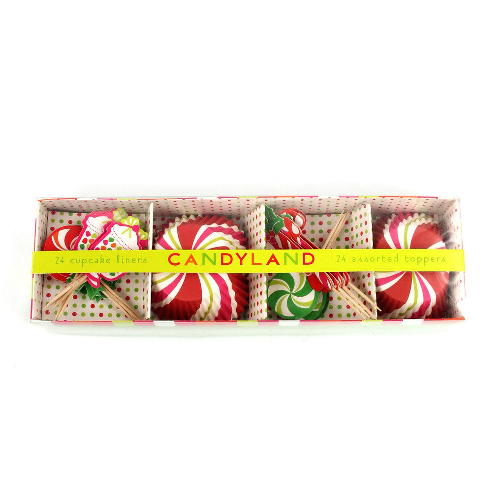 Papierbackförmchen - Standard mit Topper - Candyland - 24+24 Stück