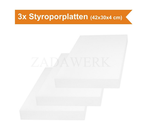 Styroporplatten - 30x42x4 cm - DIN A3 - 3 Stück
