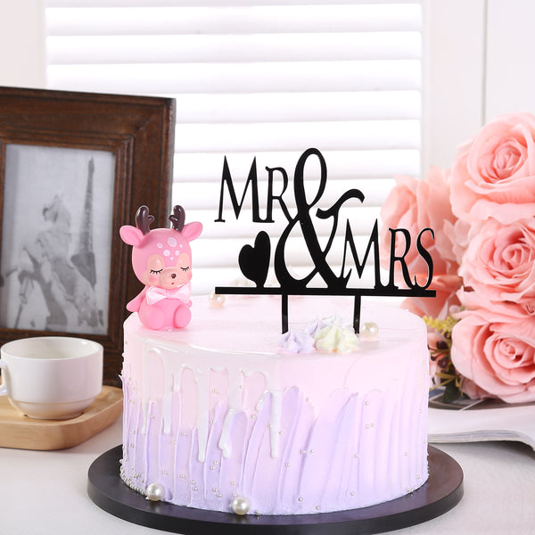 Cake Topper - Acryl - Mr & Mrs - mit Herz - Schwarz