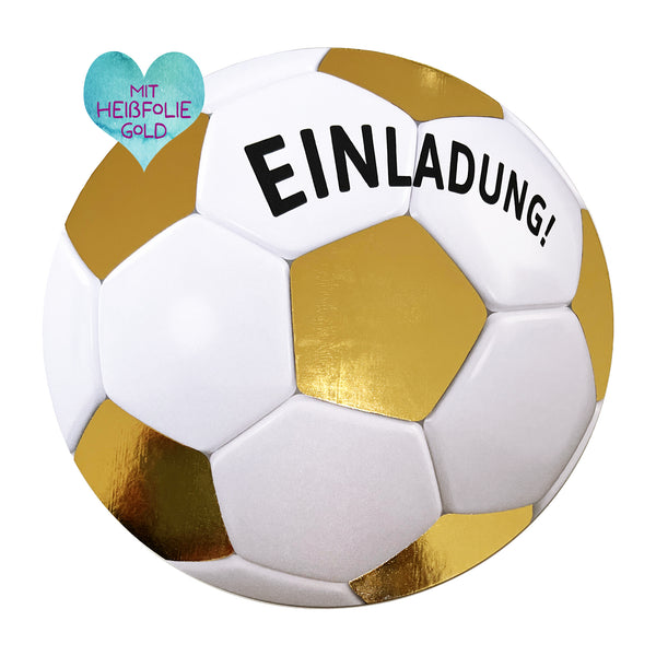 Einladungskarten - Fußball Gold - 12 Stück - für Mädchen und Jungen