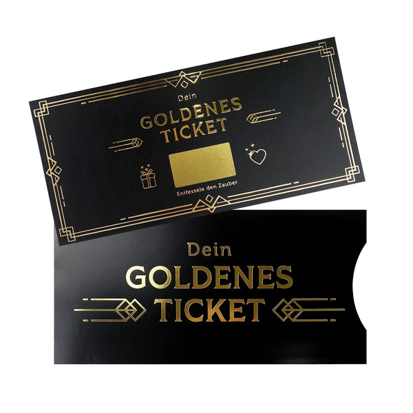 Goldenes Ticket zum Freirubbeln - schwarz