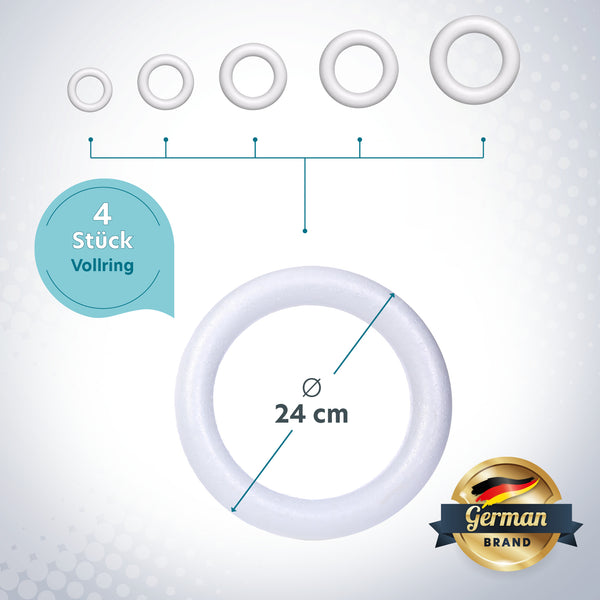 Styroporring - Vollring - Ø 24 cm - 4 Stück (schlank)
