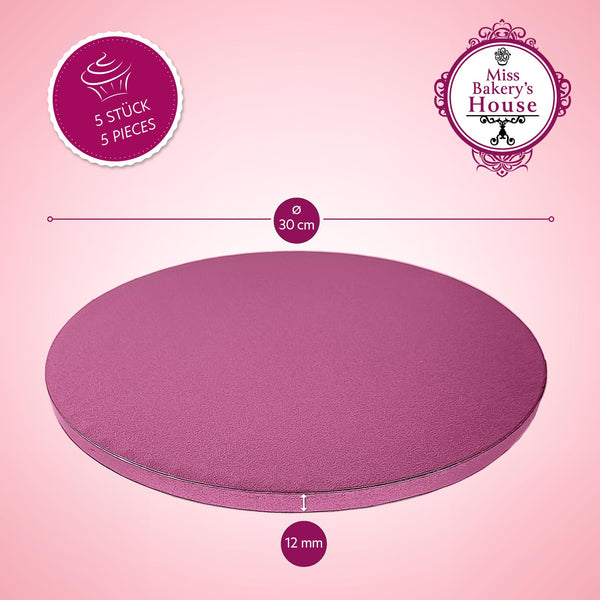 Cake Drum - 12 mm - Ø 30 cm - Pink - 5 Stück