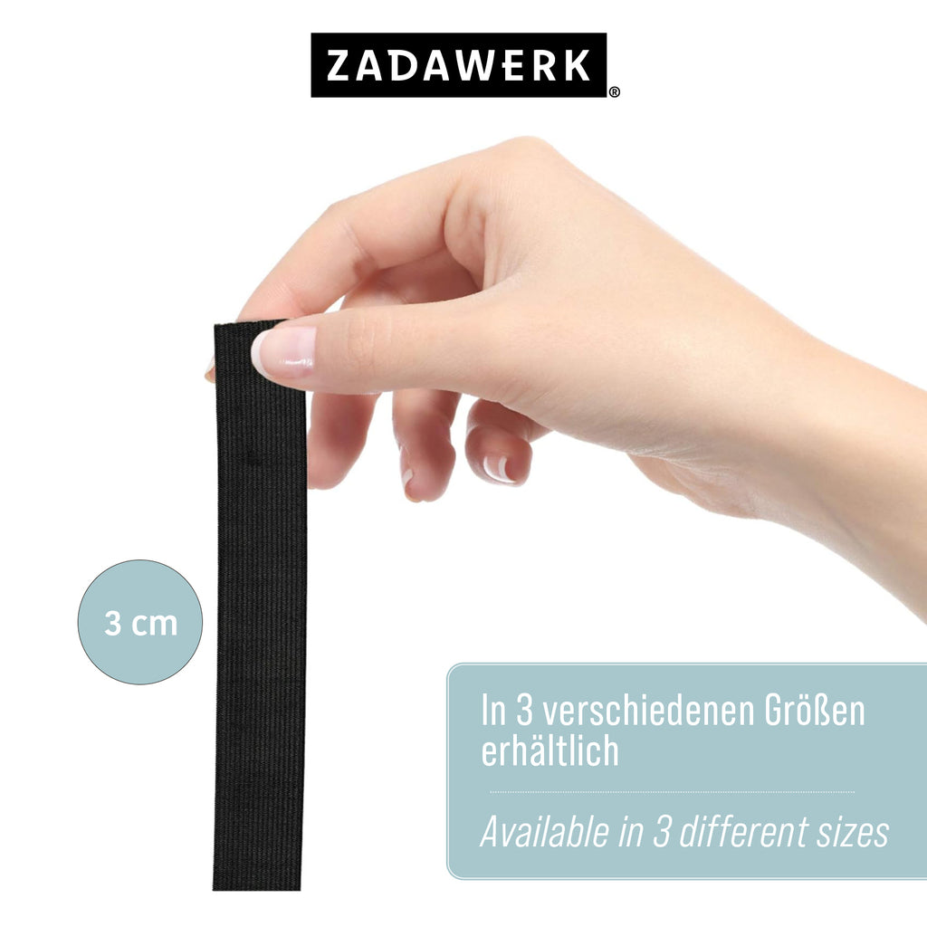 10 Meter Gummiband - Elastikband - 3 cm breit – Schwarz – Zadawerk