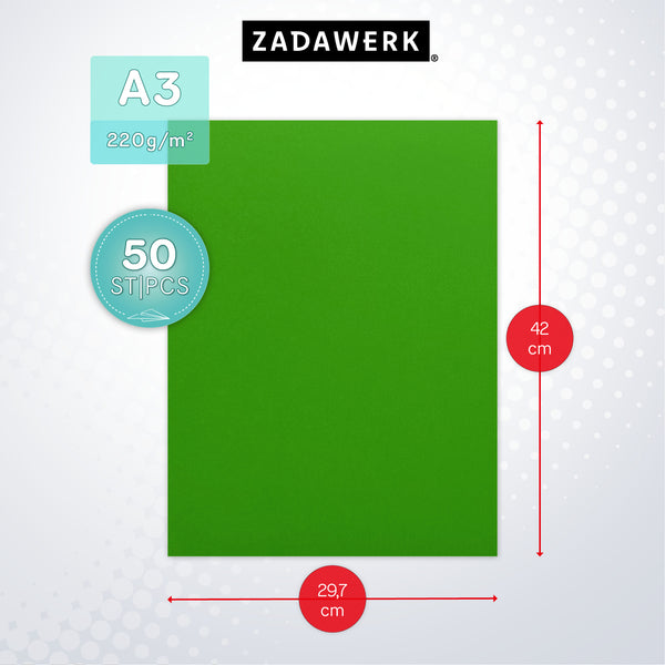 Tonkarton - 220 g/m² - A3 - Grün - 50 Stück