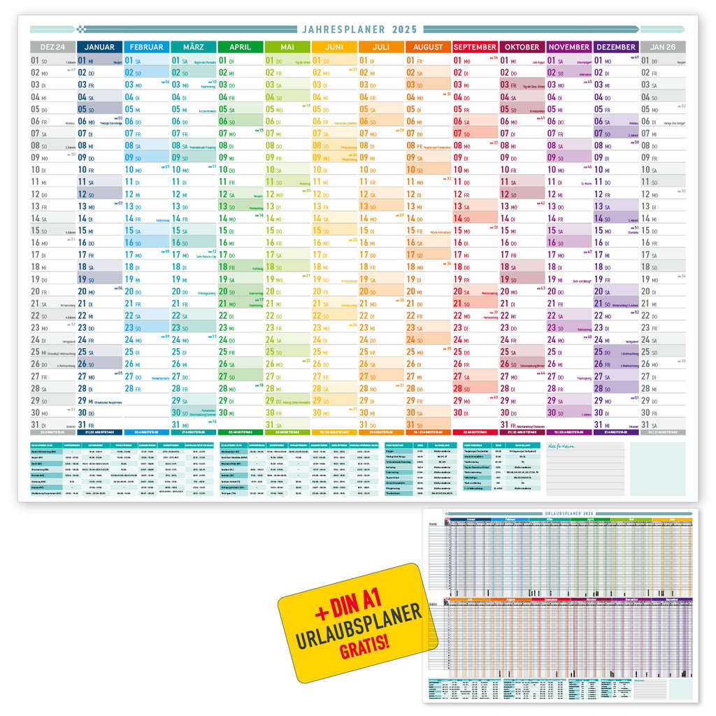 Jahresplaner und Urlaubsplaner 2025 DIN A1