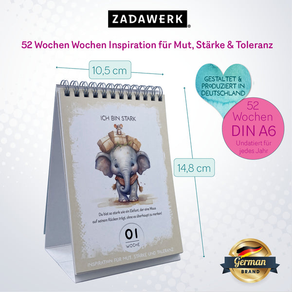 Affirmationskalender für Kinder - Tischkalender - undatiert - 52 Wochen