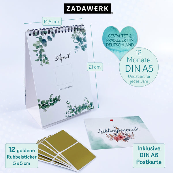 Jahrestischkalender für gemeinsame Aktivitäten - mit Rubbelstickern - DIY Kalender