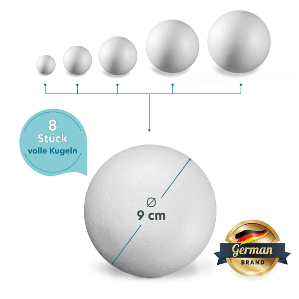 Styroporkugel - Voll - Ø 9 cm - 8 Stück