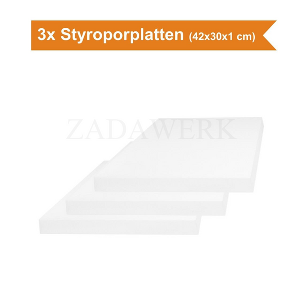 Styroporplatten - 30x42x1 cm - DIN A3  - 3 Stück
