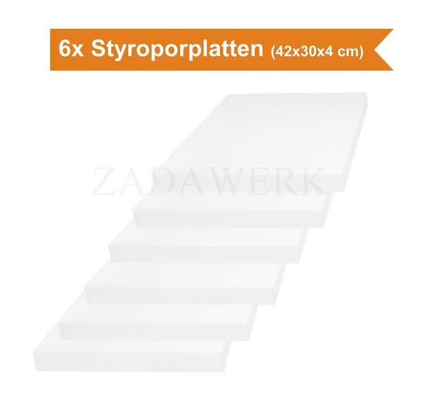 Styroporplatten - 30x42x4 cm - DIN A3 - 6 Stück