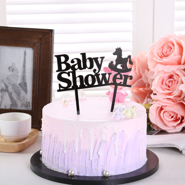 Cake Topper - Acryl - Baby Shower - Schwarz