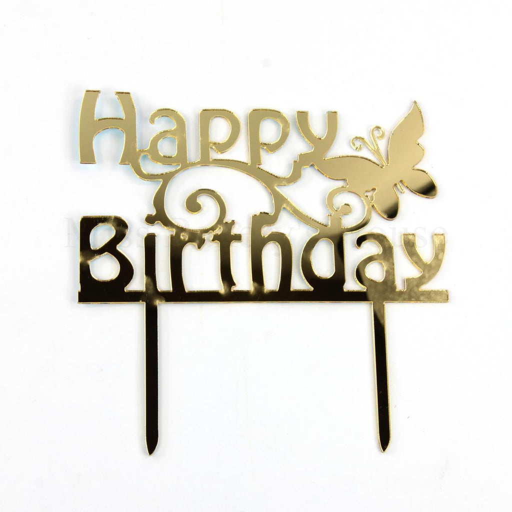 Cake Topper - Acryl - Happy Birthday - Gold