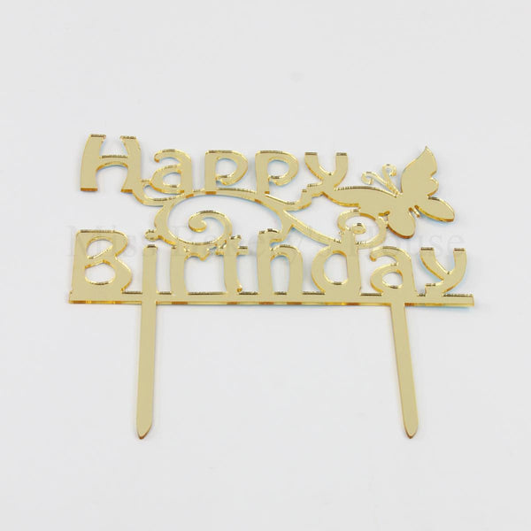 Cake Topper - Acryl - Happy Birthday - Gold
