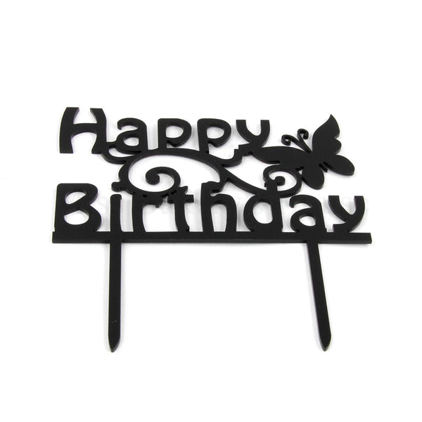 Cake Topper - Acryl -  Happy Birthday - Schwarz