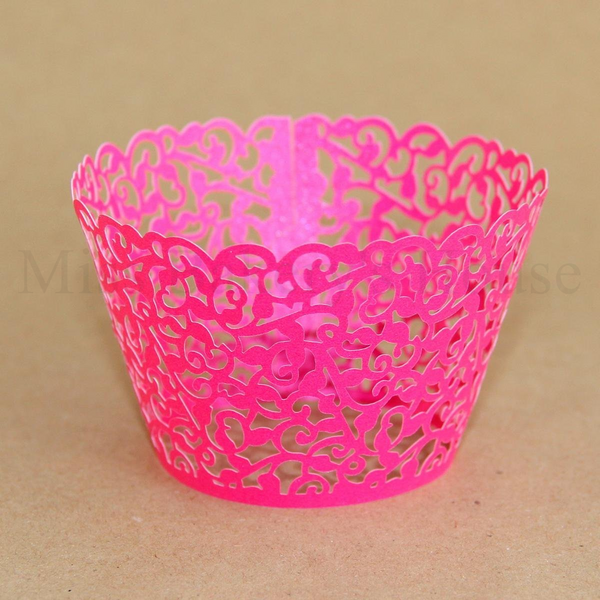 Cupcake Wrapper - filigran - Pink - 12 Stück